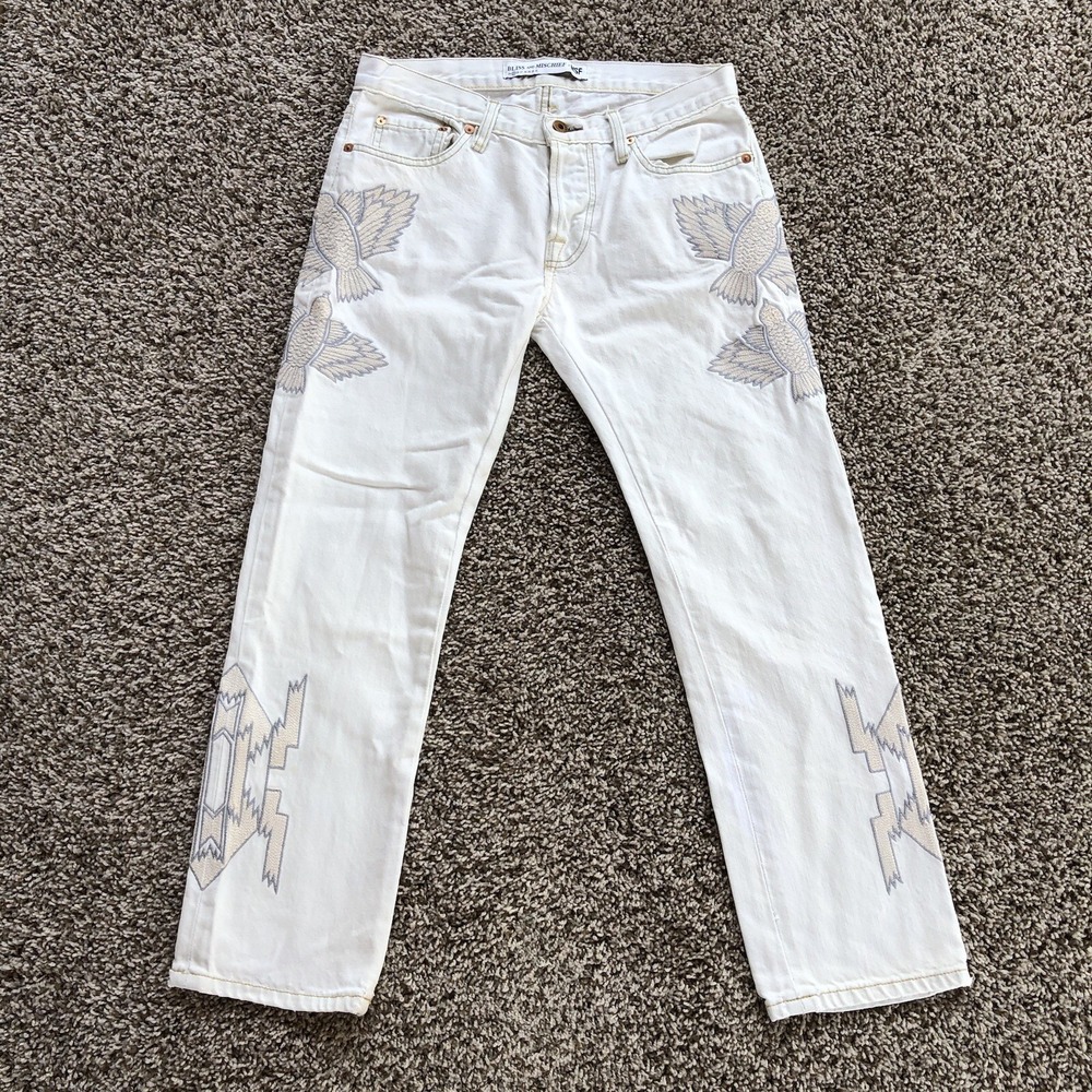 Bliss and Mischief x NSF Jeans Womens Size 25 Embroidered Flybird Boho Artisan